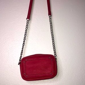 Mini red express purse with silver hardware